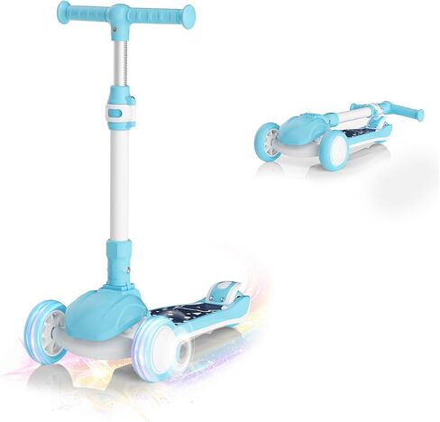 SIMATE 3 Wheel Kick Scooter for Kids Ages 3-12, Light Up Wheels & 3 Adjustable Height Handlebars, Lean-to-Steer & Widen Anti-Slip Deck, Boys & Girls Gift in Saudi Arabia