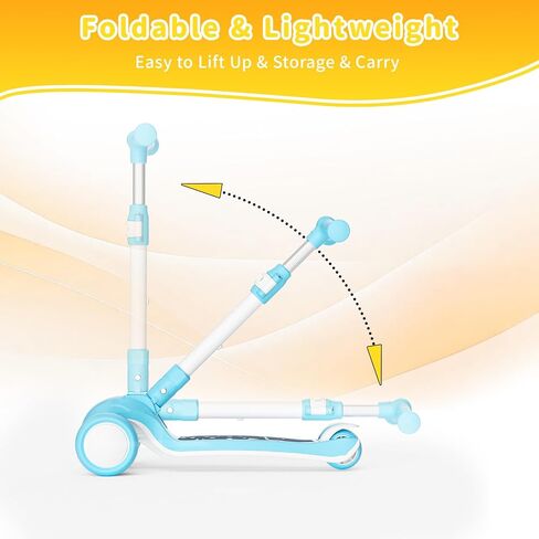 SIMATE 3 Wheel Kick Scooter for Kids Ages 3-12, Light Up Wheels & 3 Adjustable Height Handlebars, Lean-to-Steer & Widen Anti-Slip Deck, Boys & Girls Gift in Saudi Arabia