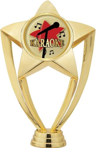 Crown Awards Karaoke Trophy, 8" Gold Star Karaoke Trophies with Deluxe Round Base Prime in Saudi Arabia