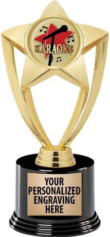 Crown Awards Karaoke Trophy, 8" Gold Star Karaoke Trophies with Deluxe Round Base Prime in Saudi Arabia