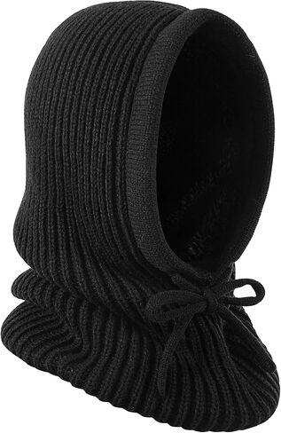 قبعة شتوية متماسكة بالاكلافا ووشاح بقلنسوة وغطاء للرأس ورقبة بيريه لتدفئة التزلج للجنسين in Kuwait