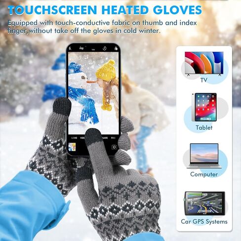 قفازات USB ساخنة للرجال والنساء لتدفئة اليد بإصبع كامل قفازات شتوية دافئة للجنسين قفازات متماسكة مع 3 مستويات تسخين in Kuwait
