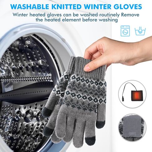 قفازات USB ساخنة للرجال والنساء لتدفئة اليد بإصبع كامل قفازات شتوية دافئة للجنسين قفازات متماسكة مع 3 مستويات تسخين in Kuwait