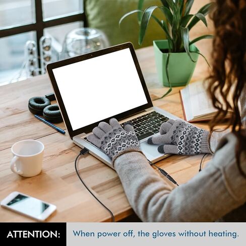 قفازات USB ساخنة للرجال والنساء لتدفئة اليد بإصبع كامل قفازات شتوية دافئة للجنسين قفازات متماسكة مع 3 مستويات تسخين in Kuwait