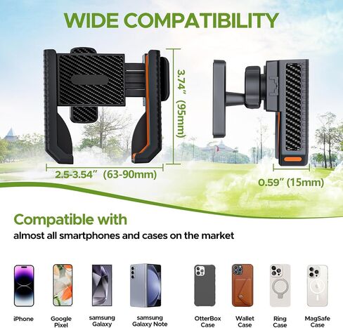 Magnetic Golf Cart Phone Holder Mount with Ultra-Strong N52 Magnets & 360° Rotation,Fit for EZGO/Club Car/Yamaha/ICON, Golf Cart Accessories Compatible for Cell Phone iPhone, Samsung & More (Black) in Saudi Arabia