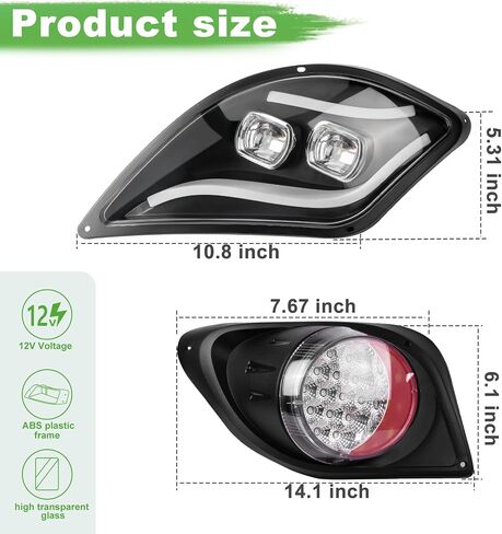 10L0L Golf Cart Light Kits for Yamaha Drive 2 Models (12V-72V Compatibility) - Comprehensive Street-Legal Package Including Headlights, Taillights, Turn Signals, Brake Lights in Saudi Arabia