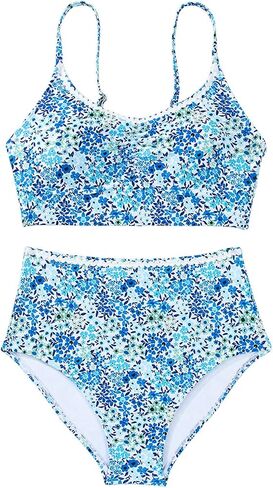 Herseas Women's Ruched Bikini Sets Two Piece Allover Printed Swimsuits High Waisted Bathing Suits in Kuwait