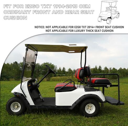 أغطية مقاعد EZGO TXT، أغطية مقاعد عربة الجولف EZGO TXT لعام 1994-2013 EZGO TXT OEM مقعد عادي، جلد فينيل من الدرجة البحرية، مضاد للخدش/مضاد للبهتان/سهل التركيب، ماسي/أحمر (4 قطع/أمامي وخلفي) in Kuwait