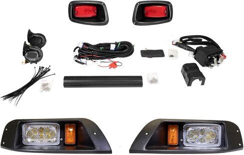 مجموعة مصابيح عربة الجولف LED الفاخرة من PROFX لـ EZGO TXT (1994.5-2013) للغاز والكهرباء | تشتمل على مصابيح أمامية LED عالية/منخفضة قابلة للتعديل، ومصابيح خلفية، وإشارات الانعطاف، وأضواء الخطر، ووسادة الفرامل، والقرن in Kuwait