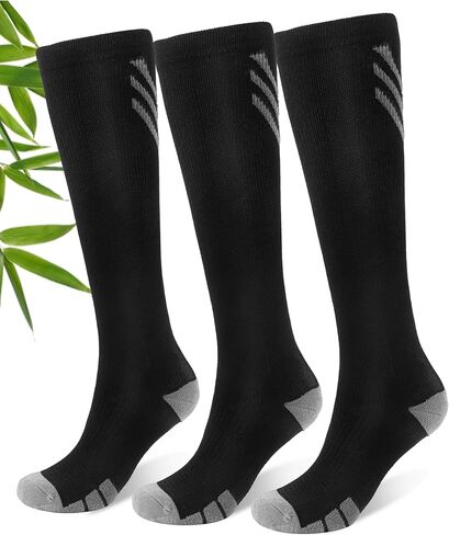 JODUCE Bamboo Viscose Compression Socks for Men & Women 3 Pairs,15-25 mmHg Knee-High Socks Support for Flying Travel Daily in Saudi Arabia