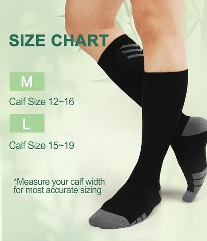 JODUCE Bamboo Viscose Compression Socks for Men & Women 3 Pairs,15-25 mmHg Knee-High Socks Support for Flying Travel Daily in Saudi Arabia