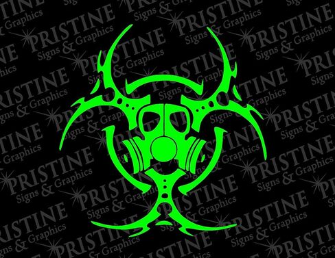 Biohazard Gas Mask Decal (Lime Green) in Saudi Arabia