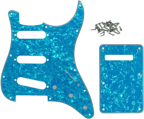 11 فتحة SSS للجيتار الكهربائي Pickguard اللوحة الخلفية غطاء Tremolo Trem مع مسامير Pickguard لـ 3 التقاطات ملف واحد لؤلؤة زرقاء فاتحة in Saudi Arabia