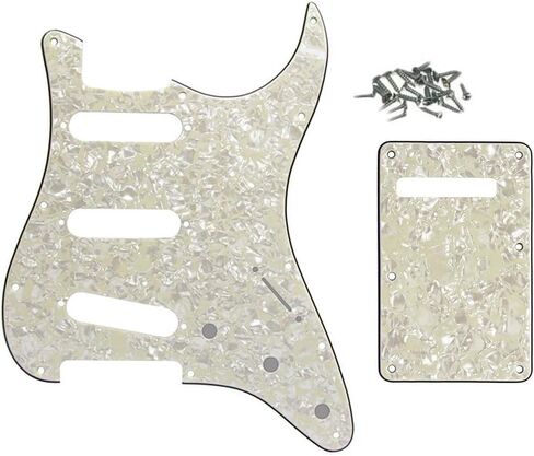 11 فتحة SSS للجيتار الكهربائي Pickguard اللوحة الخلفية غطاء Tremolo Trem مع مسامير Pickguard لـ 3 التقاطات ملف واحد لؤلؤة زرقاء فاتحة in Saudi Arabia