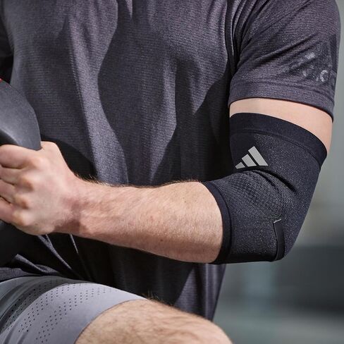 كم دعم الكوع من adidas Performance Climacool - دعم الكوع للتدريب والمسابقات واللياقة البدنية العامة - تصميم مريح، قبضة سيليكون، تصميم سلس مسامي - أسود، متوسط in Kuwait