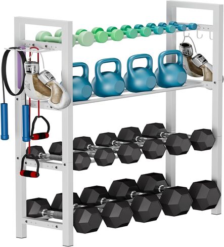 Adjustable Dumbbell Rack, Weight Storage Stand Holder for Dumbbells & Kettlebells, Heavy-Duty Metal Home Gym Workout Organizer with Hook for Gym Equipment Accessories (Rack Only) in Saudi Arabia