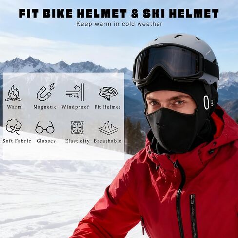 Balaclava Ski Mask Magnetic Openable Face Covering Cold Weather Men Women Breathable Winter Fleece Hood for Skiing, Running, Motorcycle, Outdoor Work Black in Saudi Arabia