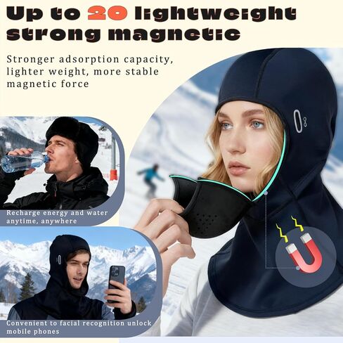 Balaclava Ski Mask Magnetic Openable Face Covering Cold Weather Men Women Breathable Winter Fleece Hood for Skiing, Running, Motorcycle, Outdoor Work Black in Saudi Arabia