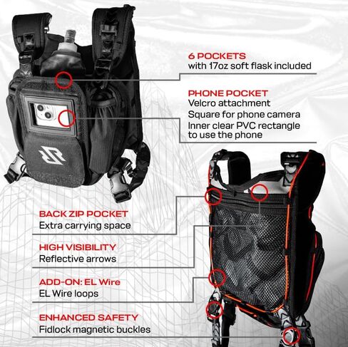 حزمة الصدر للتزلج والتزحلق على الجليد - حزمة الصدر الرفيعة للتزلج والتزحلق على الجليد مع 5 جيوب آمنة | حقيبة الصدر الأمامية للتزلج وحقيبة الصدر للتزلج على الجليد in Kuwait