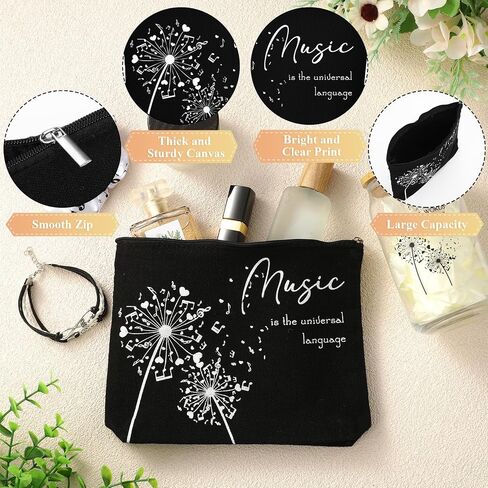 4 Pcs Christmas Music Lover Gifts for Women Music Teacher Gift Bulk 16oz Inspirational Musicians Glass Cup Makeup Bag Bracelet Hair Scrunchies for Piano Teacher Choirs Birthday Party Favor in Saudi Arabia