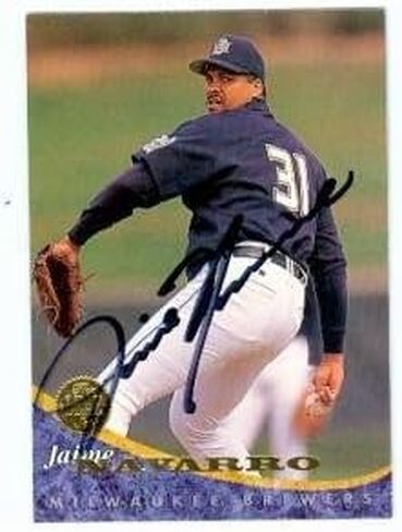 Jaime Navarro autographed Baseball Card (Milwaukee Brewers) 1994 Leaf #439 - Autographed Baseball Cards in Saudi Arabia