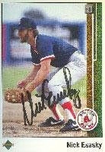 بطاقة موقعة من Nick Esasky Boston Sox لعام 1989 في الطابق العلوي. يأتي هذا المنتج مع شهادة الأصالة من Autograph-Sports. موقعة - بطاقات البيسبول الموقعة من MLB in Saudi Arabia