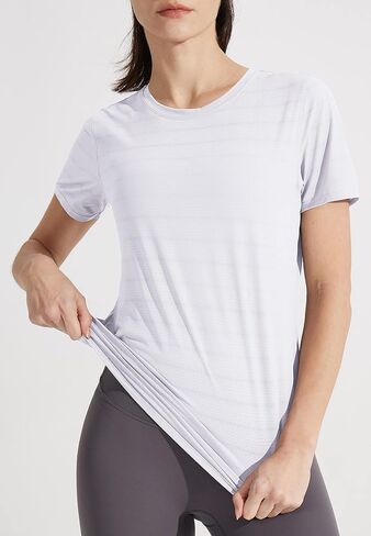 Womens Short Sleeve T Shirts Workout Gym Athletic Running Summer Tops Quick Dry Crewneck Yoga Sports Exercise Tee Shirt in Saudi Arabia