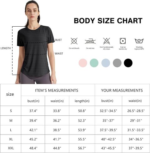 Womens Short Sleeve T Shirts Workout Gym Athletic Running Summer Tops Quick Dry Crewneck Yoga Sports Exercise Tee Shirt in Saudi Arabia