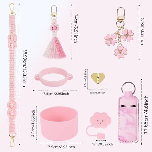 مجموعة إكسسوارات أكواب ستانلي المكونة من 8 قطع تتضمن حزام مقبض زجاجة المياه، وحذاء كوب من السيليكون، وغطاء من القش، وحلي ستانلي لأكواب سعة 30 أونصة/40 أونصة in Kuwait