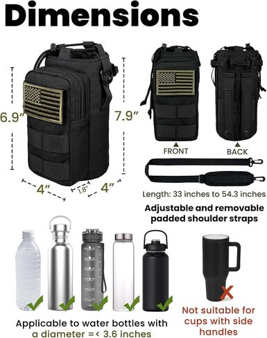 32 Oz Water Bottle Holder with Strap Bottle Carrier Bag with Phone Pocket MOLLE System for Walking in Saudi Arabia