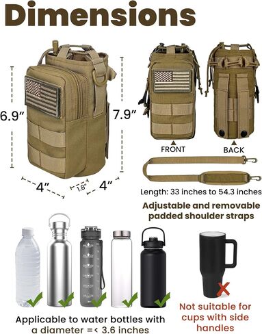 32 Oz Water Bottle Holder with Strap Bottle Carrier Bag with Phone Pocket MOLLE System for Walking in Saudi Arabia