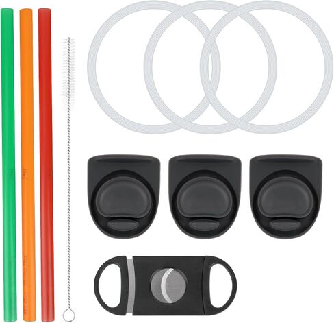 11pcs Replacement Kit for Owala, Water Bottle Parts Accessories Including 3 Silicone Stoppers Lid Top Cover Cap Insert Rubber Seal Gaskets 1 Cleaning Brush 3 Straws and Cutting Tool in Saudi Arabia