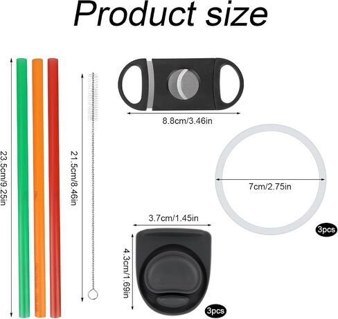 11pcs Replacement Kit for Owala, Water Bottle Parts Accessories Including 3 Silicone Stoppers Lid Top Cover Cap Insert Rubber Seal Gaskets 1 Cleaning Brush 3 Straws and Cutting Tool in Saudi Arabia