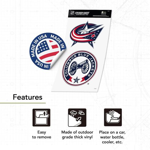 ملصق ديزرت كاكتوس كولومبوس بلو جاكيتات فريق NHL National Hockey League ملصق من الفينيل لزجاجة مياه الكمبيوتر المحمول وقصاصات السيارة (ملصق 4 بوصة) in Saudi Arabia