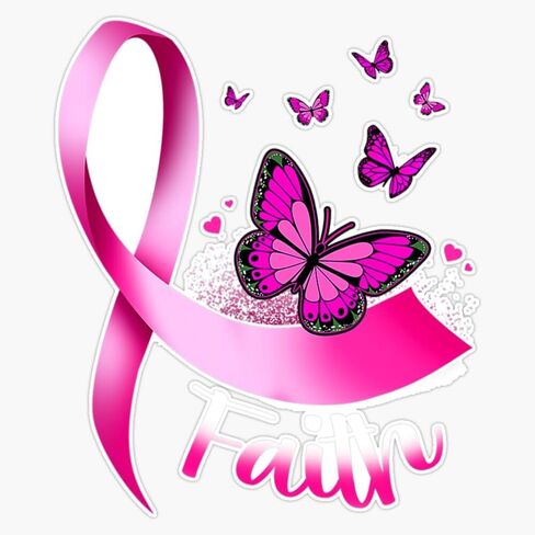 Woman Butterfly Faith Pink Ribbon Cancer Breast Awareness Sticker Vinyl Decal Car Laptop Wall Window Bumper Sticker 5" in Saudi Arabia