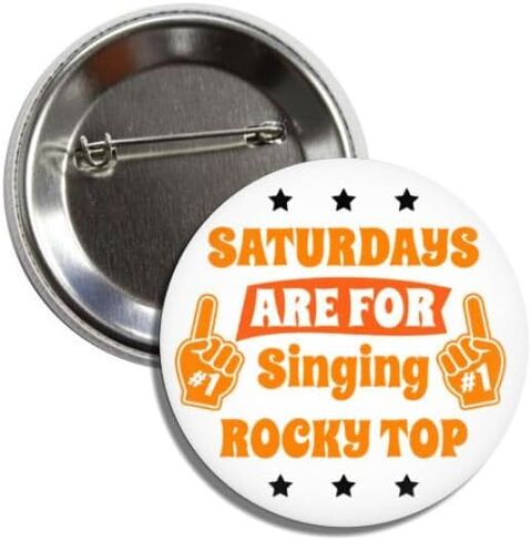 Rocky Top Football Fight Song Souvenir Button Pin, 2.25 Inches, White and Orange in Saudi Arabia