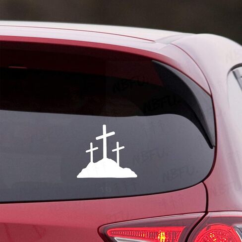 Calvary Crosses Christian Jesus (White) (Set Of 2) Premium Waterproof Vinyl Decal Stickers For Laptop Phone Accessory Helmet Car Window Bumper Mug Tuber Cup Door Wall Decoration in Kuwait