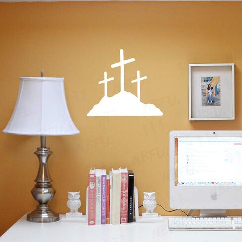 Calvary Crosses Christian Jesus (White) (Set Of 2) Premium Waterproof Vinyl Decal Stickers For Laptop Phone Accessory Helmet Car Window Bumper Mug Tuber Cup Door Wall Decoration in Kuwait