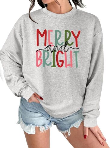 بلوزات عيد الميلاد للنساء لطيف شجرة عيد الميلاد الرسم قميص طويل الأكمام عارضة Crewneck عطلة البلوز الأعلى in Kuwait