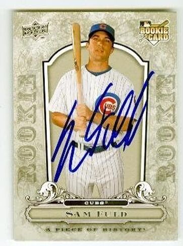 Sam Fuld autographed baseball card (Chicago Cubs) 2008 Upper Deck Piece of History #125 Rookie - MLB Autographed Baseball Cards in Saudi Arabia