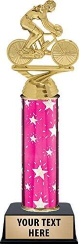 Crown Awards 9.75" Cycling Bike Female Trophies, Personalized Pink Cycling Bike Female Trophy, Engraving Included Prime in Saudi Arabia