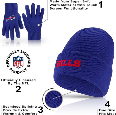 Ultra Game NFL Unisex-Adult NFL Official Super Soft Winter Beanie Knit Hat with Extra Warm Touch Screen Gloves in Kuwait