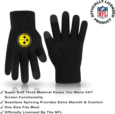 Ultra Game NFL Unisex-Adult NFL Official Super Soft Winter Beanie Knit Hat with Extra Warm Touch Screen Gloves in Kuwait
