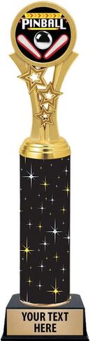 Crown Awards Pinball Trophies, 11" Black Midnight Pinball Trophy, Customize Now Prime in Saudi Arabia