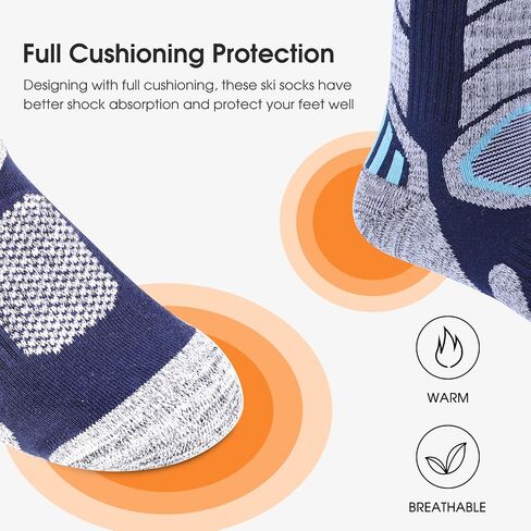 Mens Ski Socks, Cold Weather Snowboarding, Snow, Winter, Thermal Knee-high Warm Socks in Saudi Arabia