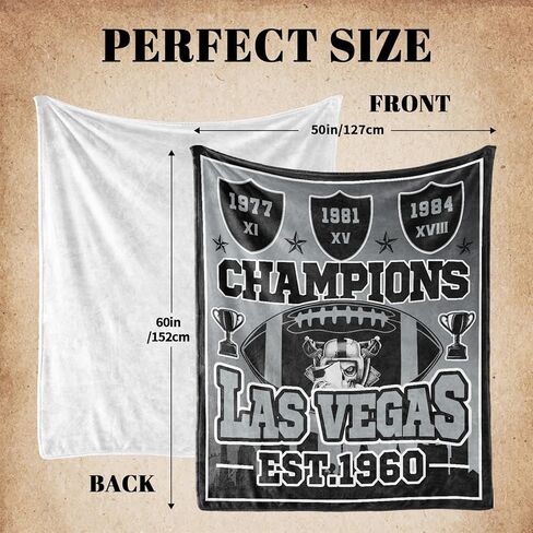 هدايا كرة القدم للمدينة، بطانية للمدينة، هدايا للرجال، بطانية رمي سوداء فضية مقاس 60 بوصة × 50 بوصة، فلانيل خفيفة الوزن in Kuwait