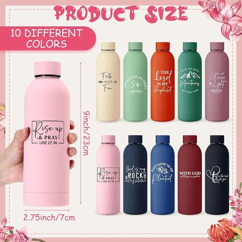 LemonRoad 10 قطع هدايا مسيحية للنساء من الفولاذ المقاوم للصدأ زجاجات مياه سعة 17oz كوب مسيحي بهلوان الكتاب المقدس هدايا عيد الميلاد الدينية للكنيسة الدينية لعيد الفصح (ألوان متنوعة، موضة) in Kuwait