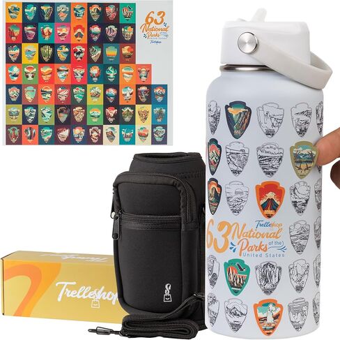 National Parks Water Bottle with Stickers - Adventure Bottle for World Travel - Great American Road Trip - National Park Checklist - Perfect Gifts for Women and Men, Trekking & Exploration in Saudi Arabia