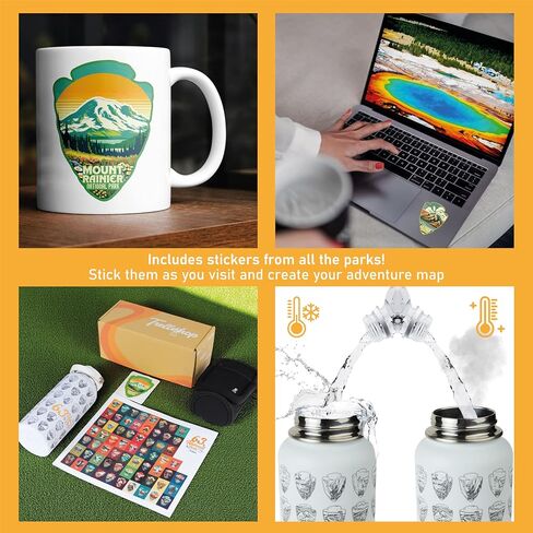National Parks Water Bottle with Stickers - Adventure Bottle for World Travel - Great American Road Trip - National Park Checklist - Perfect Gifts for Women and Men, Trekking & Exploration in Saudi Arabia