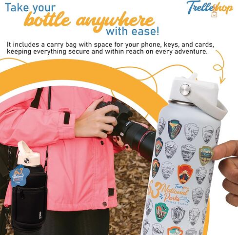 National Parks Water Bottle with Stickers - Adventure Bottle for World Travel - Great American Road Trip - National Park Checklist - Perfect Gifts for Women and Men, Trekking & Exploration in Saudi Arabia